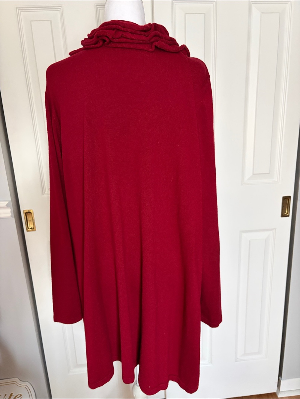 Laura Open-Front Ruffle-Trim Cardigan - Deep Red - Picture 3 of 5